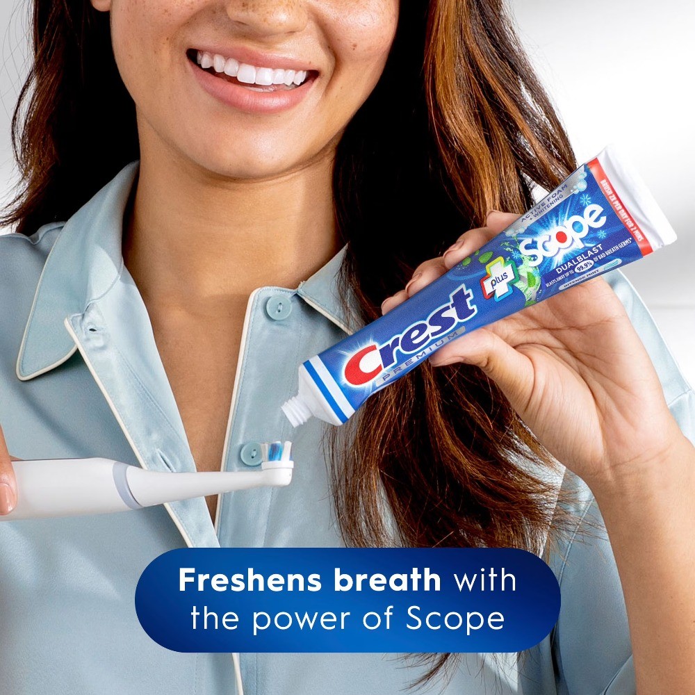 Toothpaste, Premium Plus Scope Dual Blast Toothpaste, Mint, 5.2 oz, 3 Pack