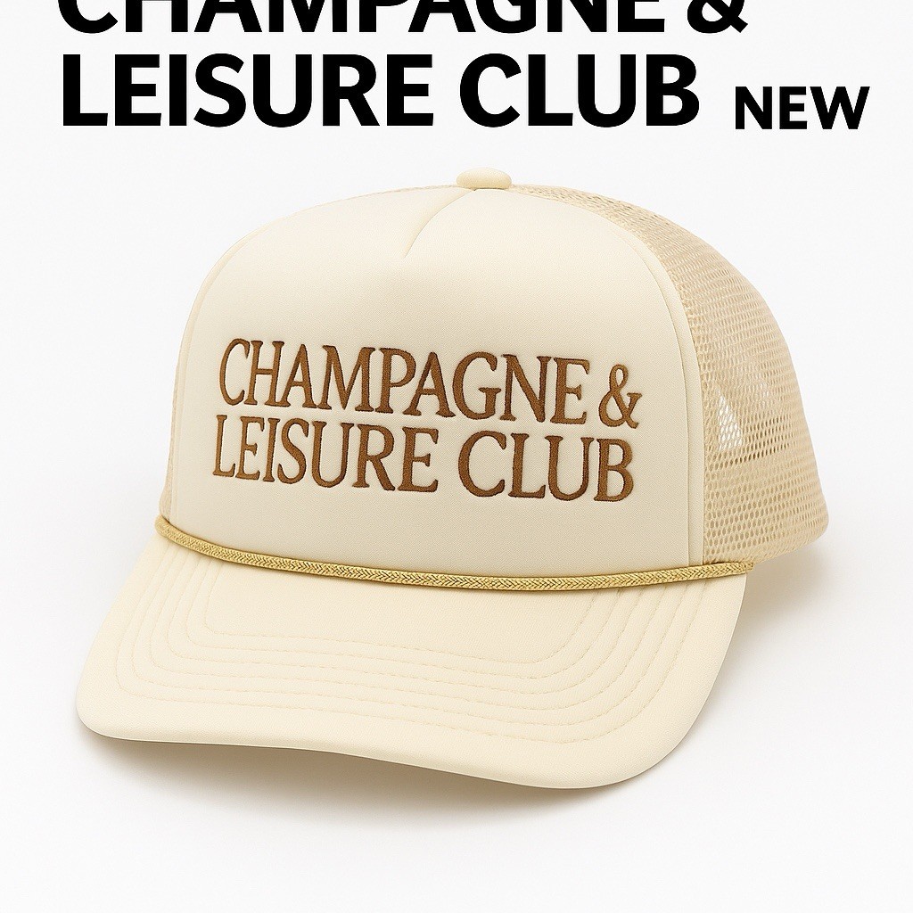 Champagne & Leisure Club Trucker Hat Beige Mesh Snapback Cap NEW
