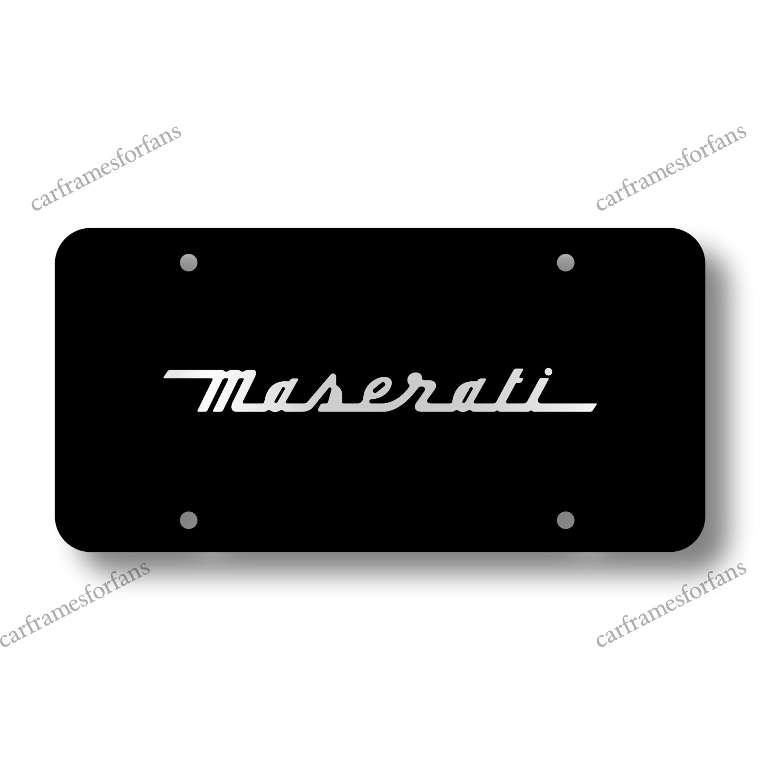 MASERATI Lettering Black License Plate, Custom Made of Stainless Steel Metal