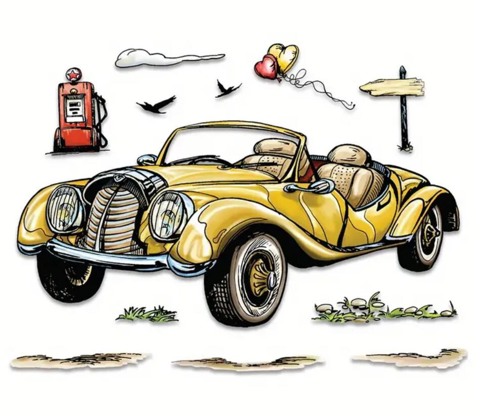 Car clear cling stamp