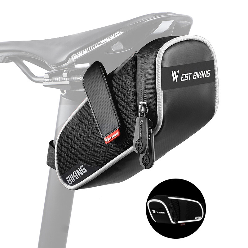WEST BIKING Waterproof Bicycle Seat Saddle Bag Seatpost Storage Tail Pouch Bag