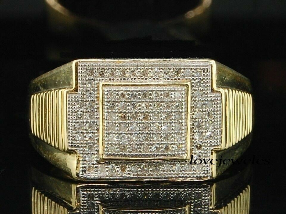 Lab-Created 3CT Round Cut Diamond Men's Wedding Ring 14K Yellow Gold Finish