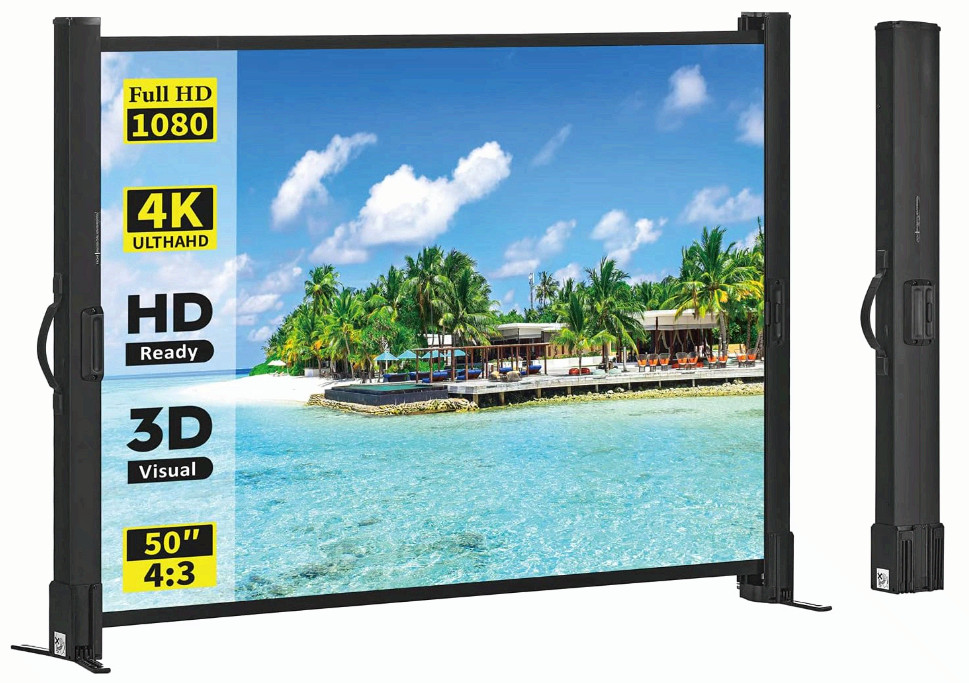 Portable Projector Screen with Stand 50" 4:3 Outdoor Wrinkle-Free High Gain