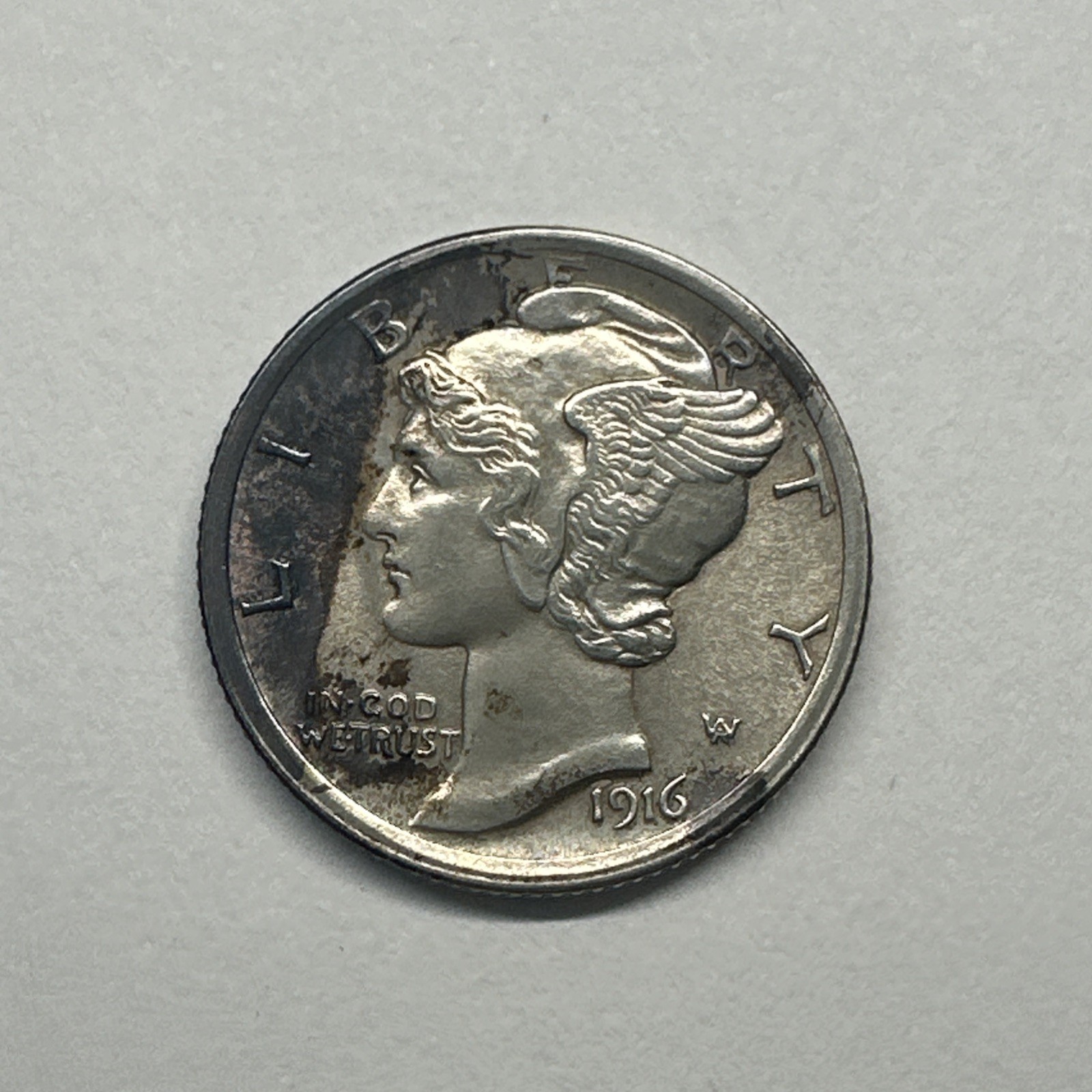 1916 Mercury Head Dime 100% Fully Separated Horizontal Bands BU 213256