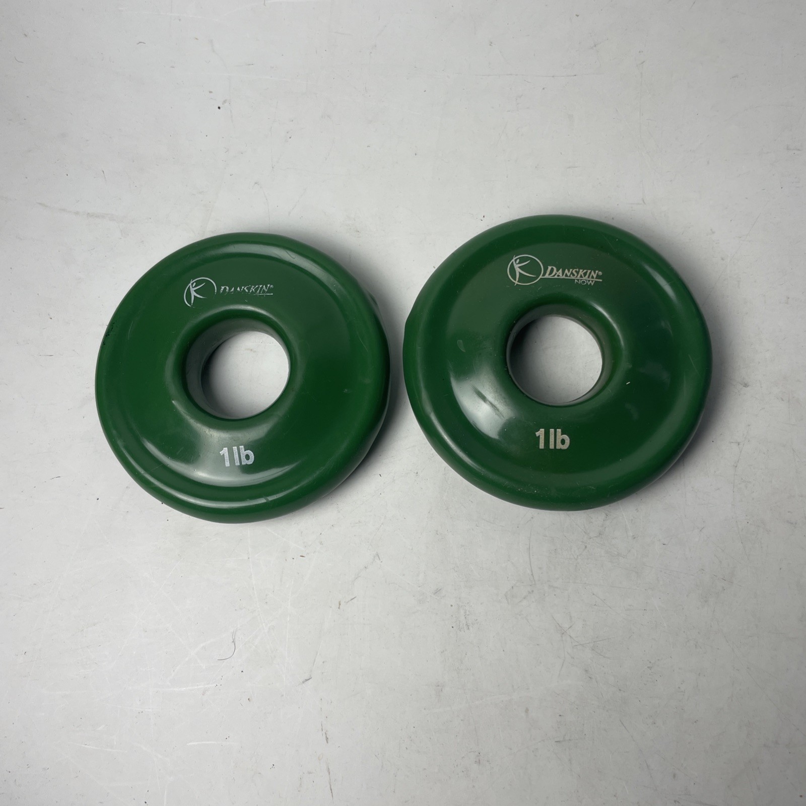Danskin Now Pair of 1 lb Rubber Coated Weights, Barbell, lbs, Green, one pound