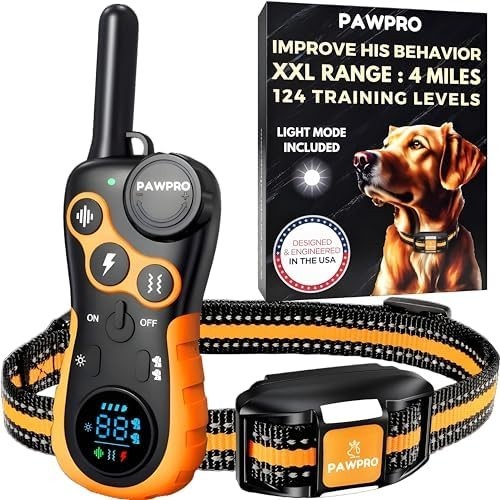 PAWPRO 4-Mile Dog Training Collar Waterproof Rechargeable Adjustable Levels