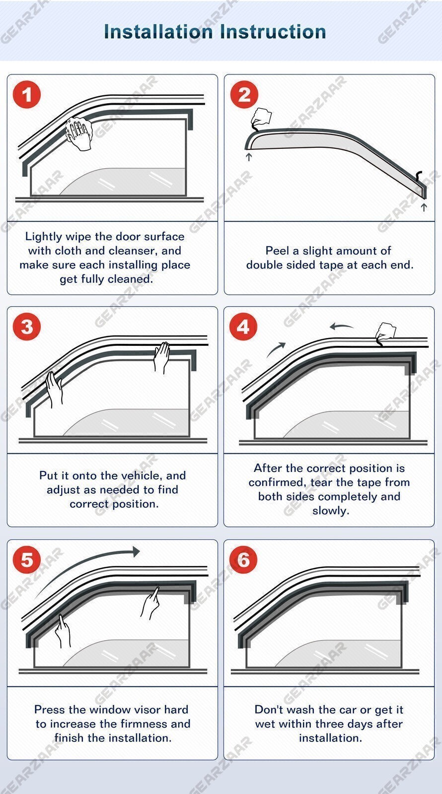 For Ford Fusion 2013-2020 Tape-on Window Vent Visors Rain Guards Deflectors