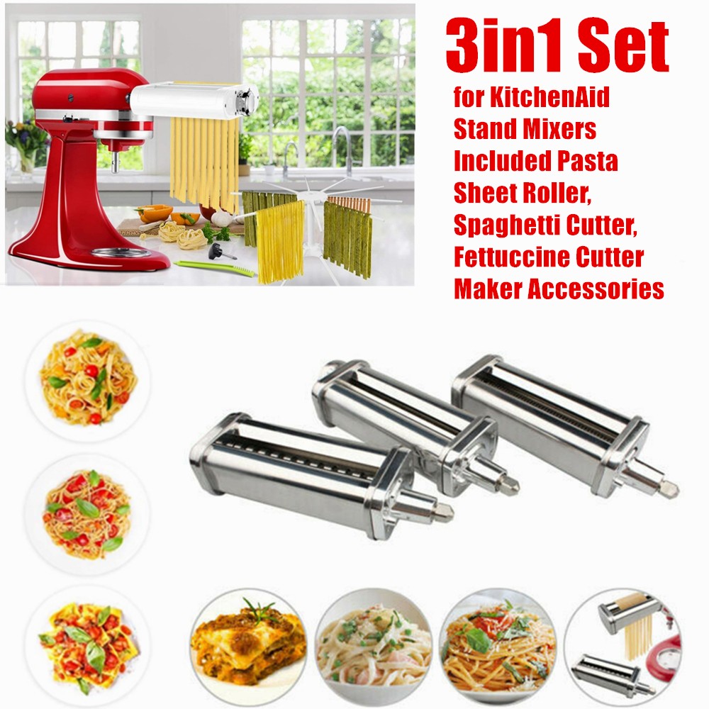 3 In 1 Pasta Maker Attachment for KitchenAid Stand Mixer Pasta Roller Attachment