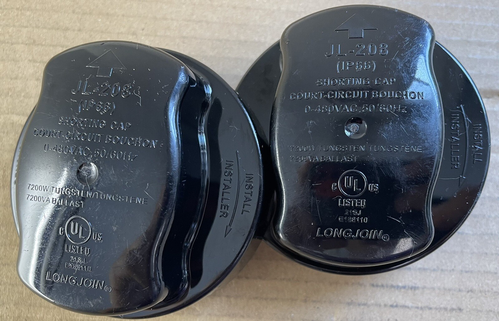 (2) LONGJOIN JL-208, (IP66), Lighting Fixture Shorting Cap, NEW