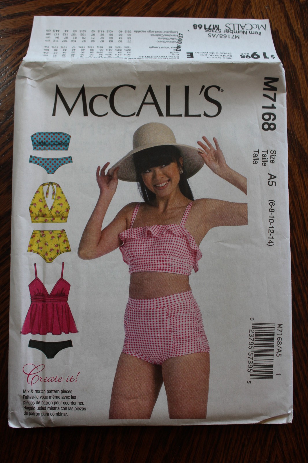 McCall's M7168 Pattern Misses' Swimsuit 3 Styles Size (6-14) Uncut