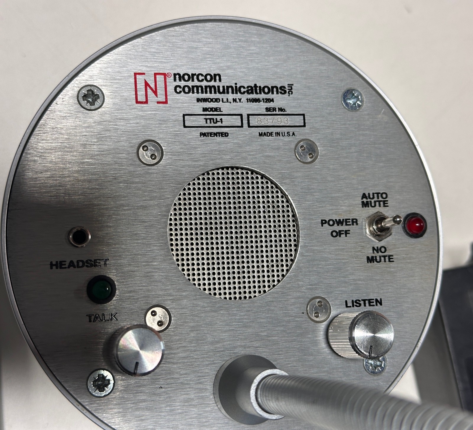 Norcon TTU-1 Talk Through 2-Way Intercom System - Fully Working Condition