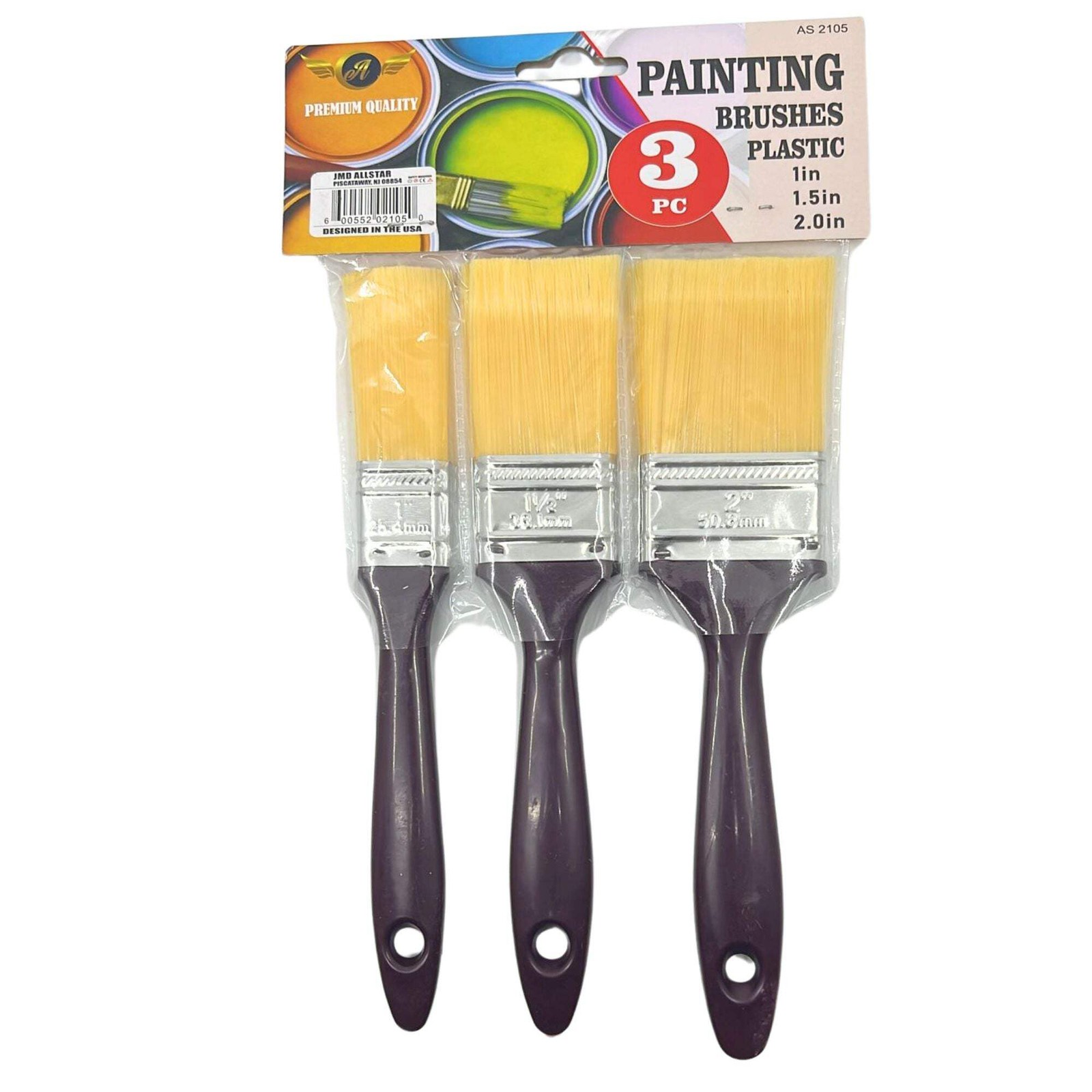 Plastic Handle Paint Brushes: Set of 3