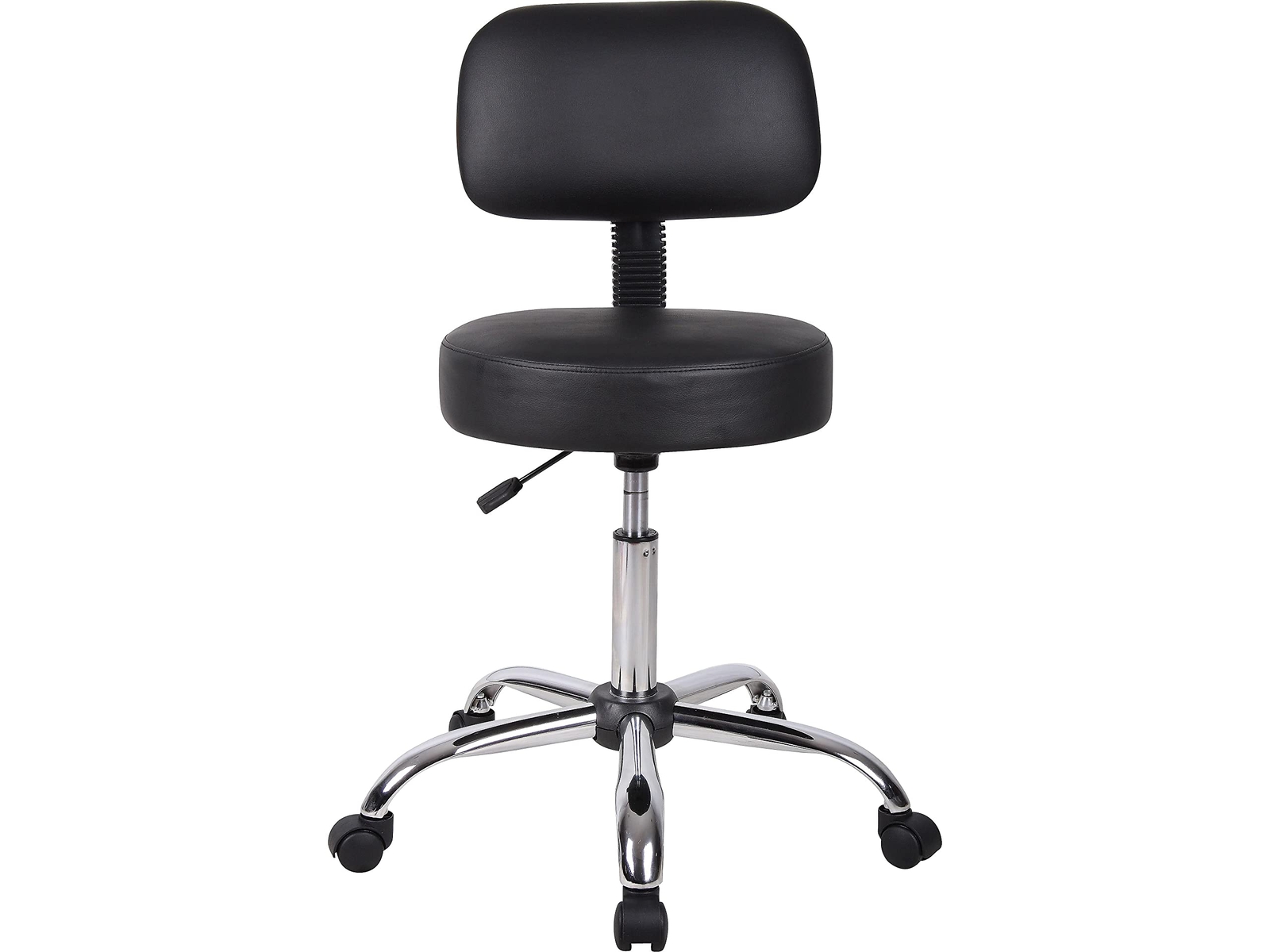 Boss Black Caressoft Medical Stool with Back Cushion Ergonomic Gas Lift Chair