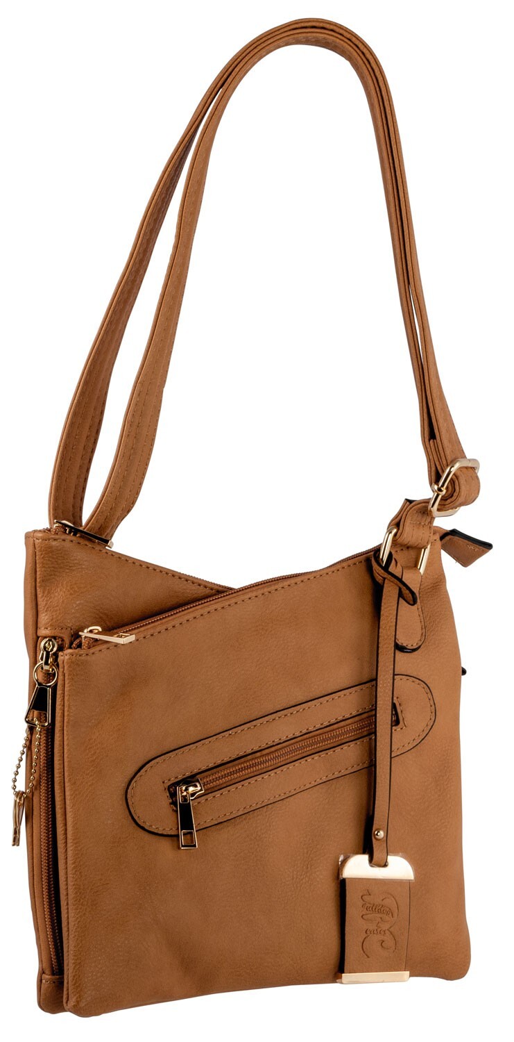 Bulldog BDP032 Cross Body Conceal Carry Purse Tan Leather 9.50" x 9.50" x 1.50"