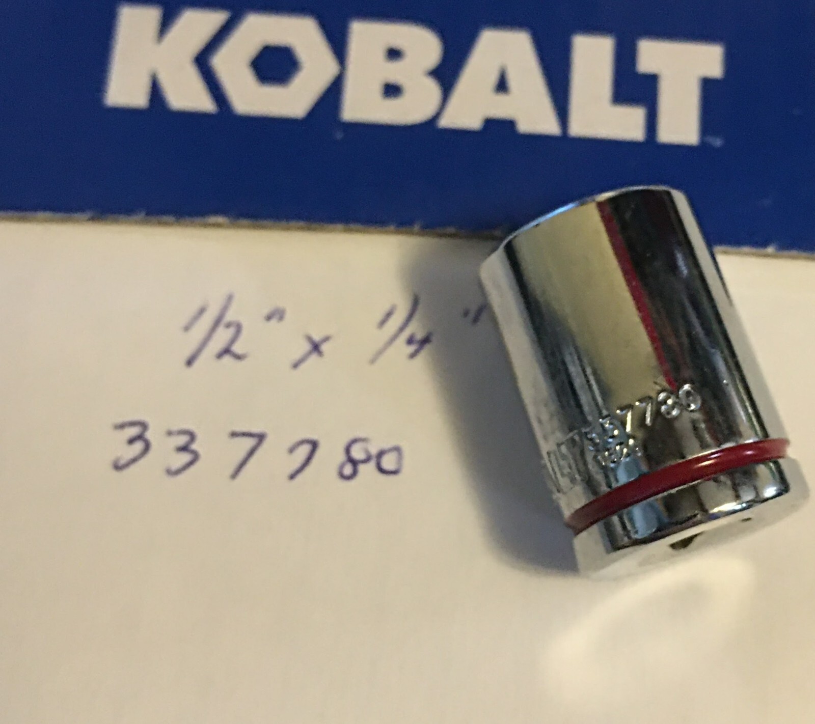Kobalt 1/2" x 1/4" Dr  Standard Chrome Socket  6 Pt # 337780 Free Shipping