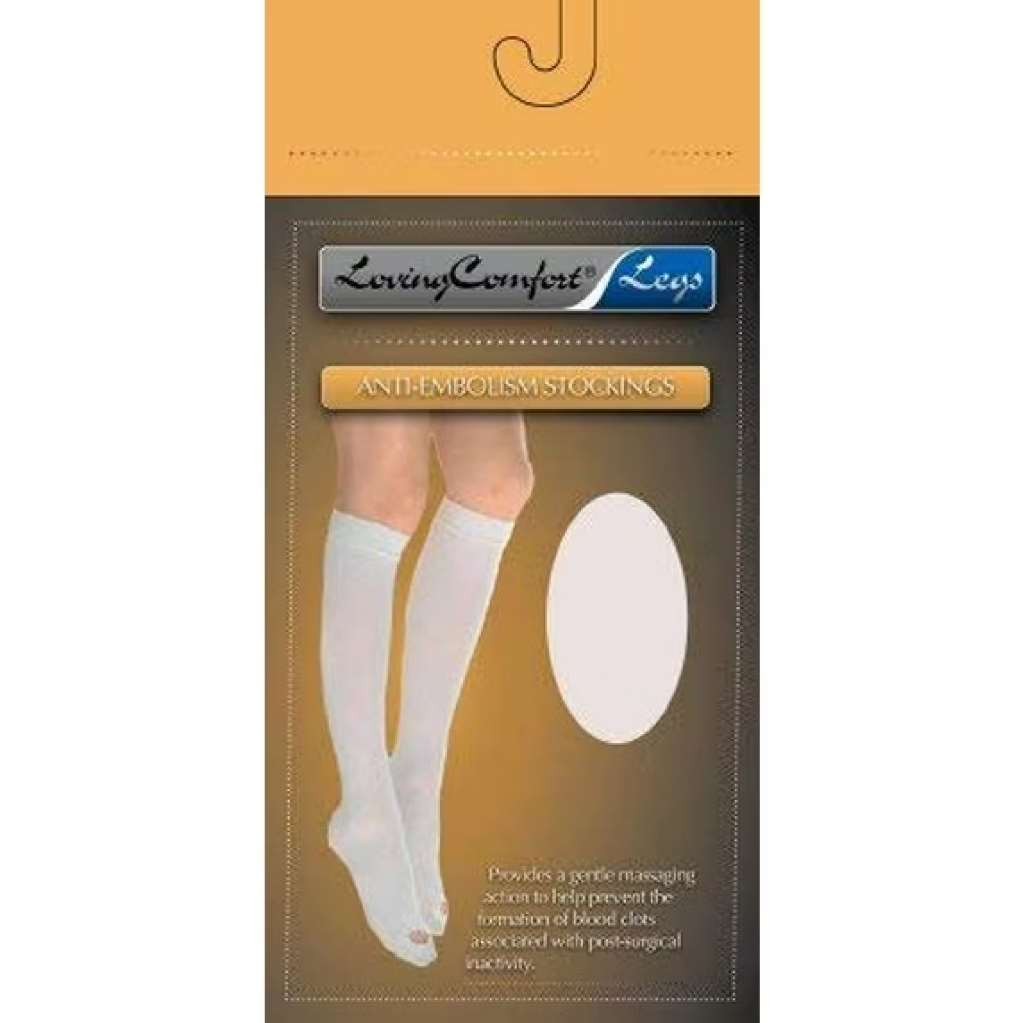 Loving Comfort Anti-Embolism Knee-High Stockings, Inspection Toe, Long Length, 1