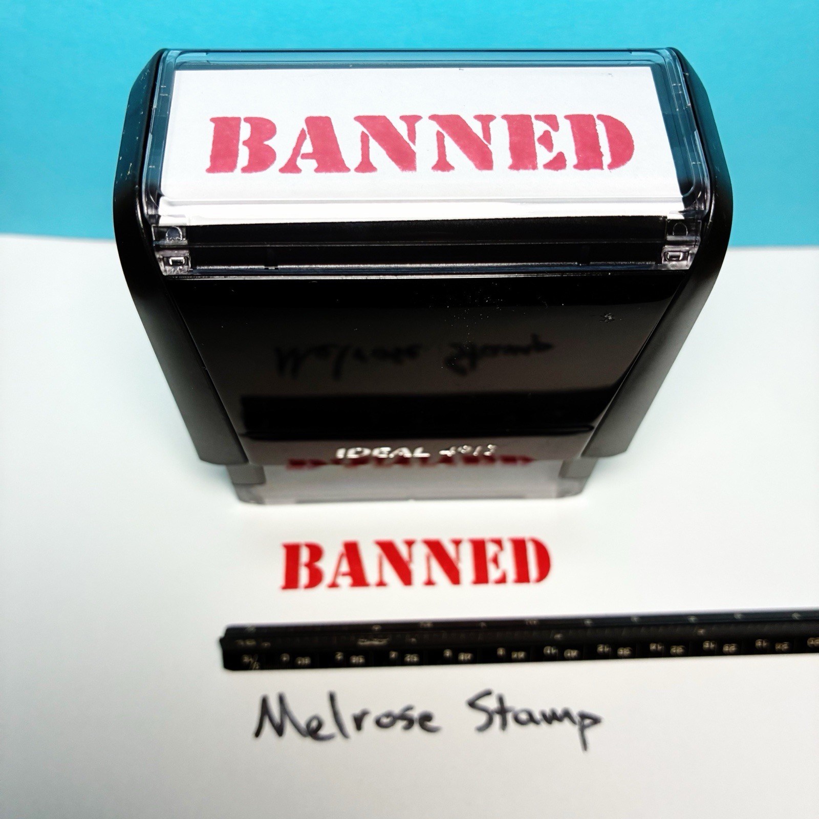 Banned Rubber Stamp Red Ink Self Inking Ideal 4913