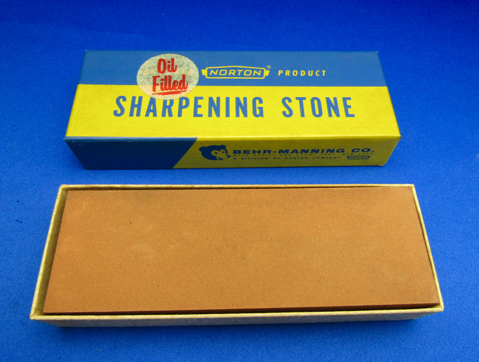 NORTON VTG MB6 INDIA Sharpening Stone 6X2X1 1950's Made In USA UNUSED COND.#11