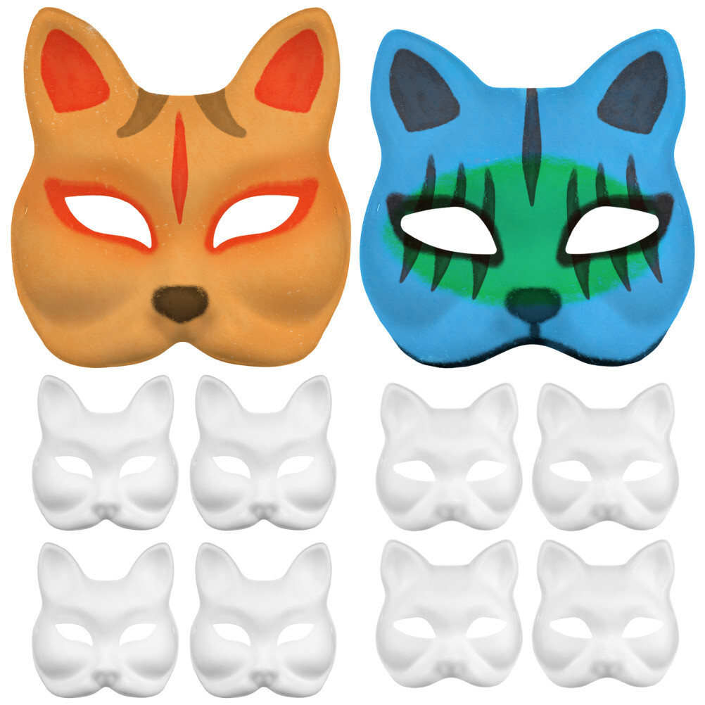 10 Pcs White Blank Paper Masks for Animal Cosplay Masquerade Party