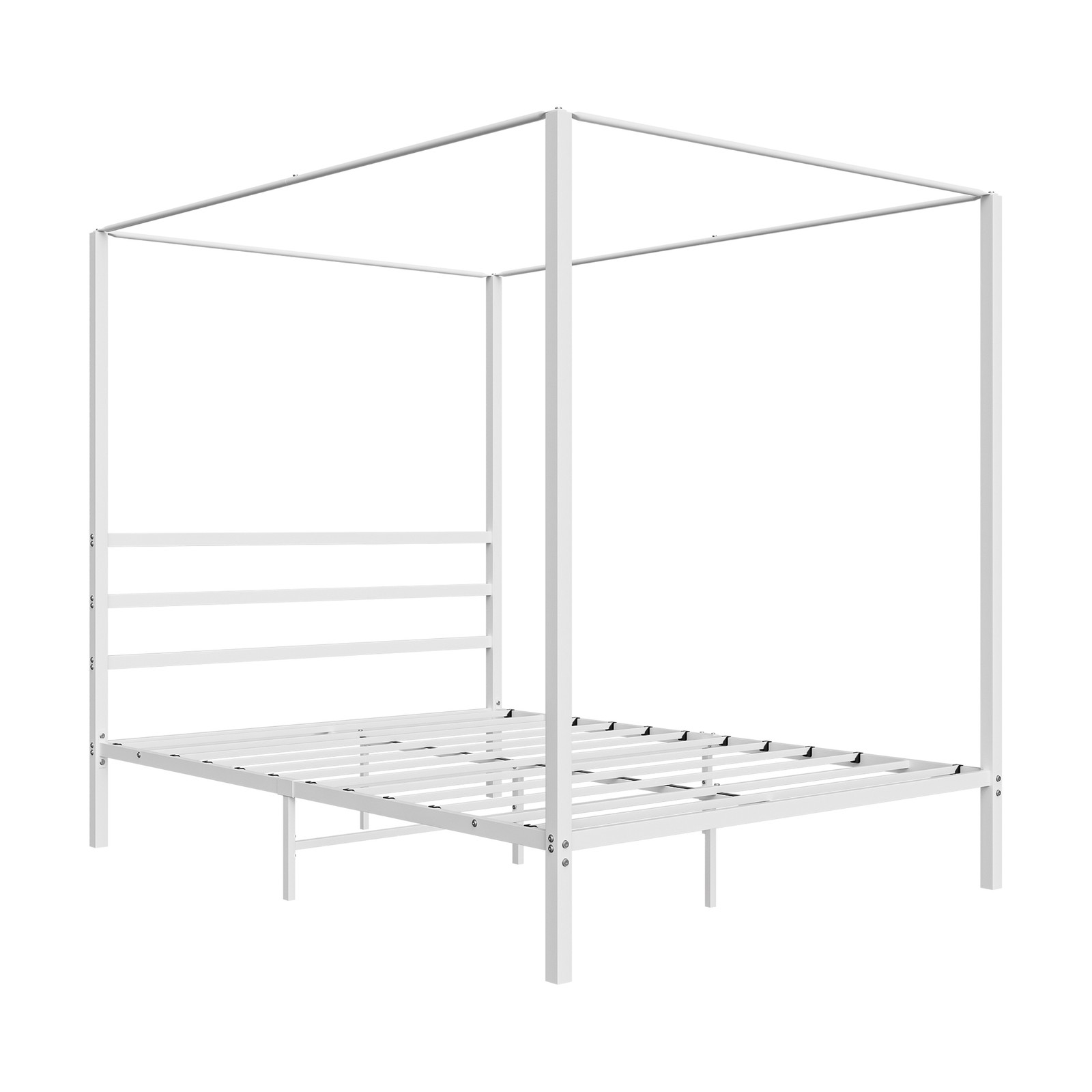 White Full Canopy Bed Frame All Hardware Included Quick Assemble Bed Frame
