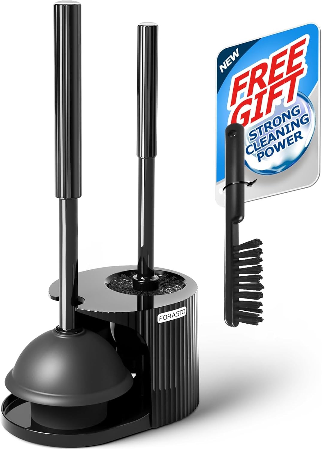 2 in 1 Toilet Plunger and Brush Set, Toilet Bowl Cleaning Combo, Groove Gap
