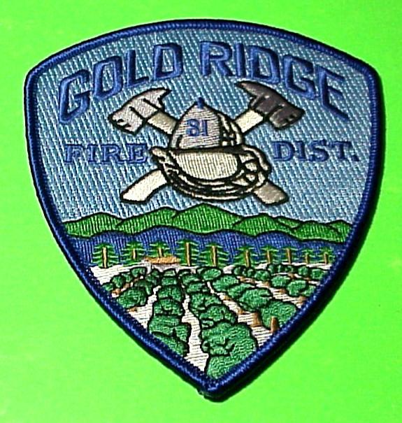 GOLD RIDGE CALIFORNIA  FIRE DIST. 81 CA 4 1/2" FIRE DEPT  PATCH  FREE SHIPPING!!