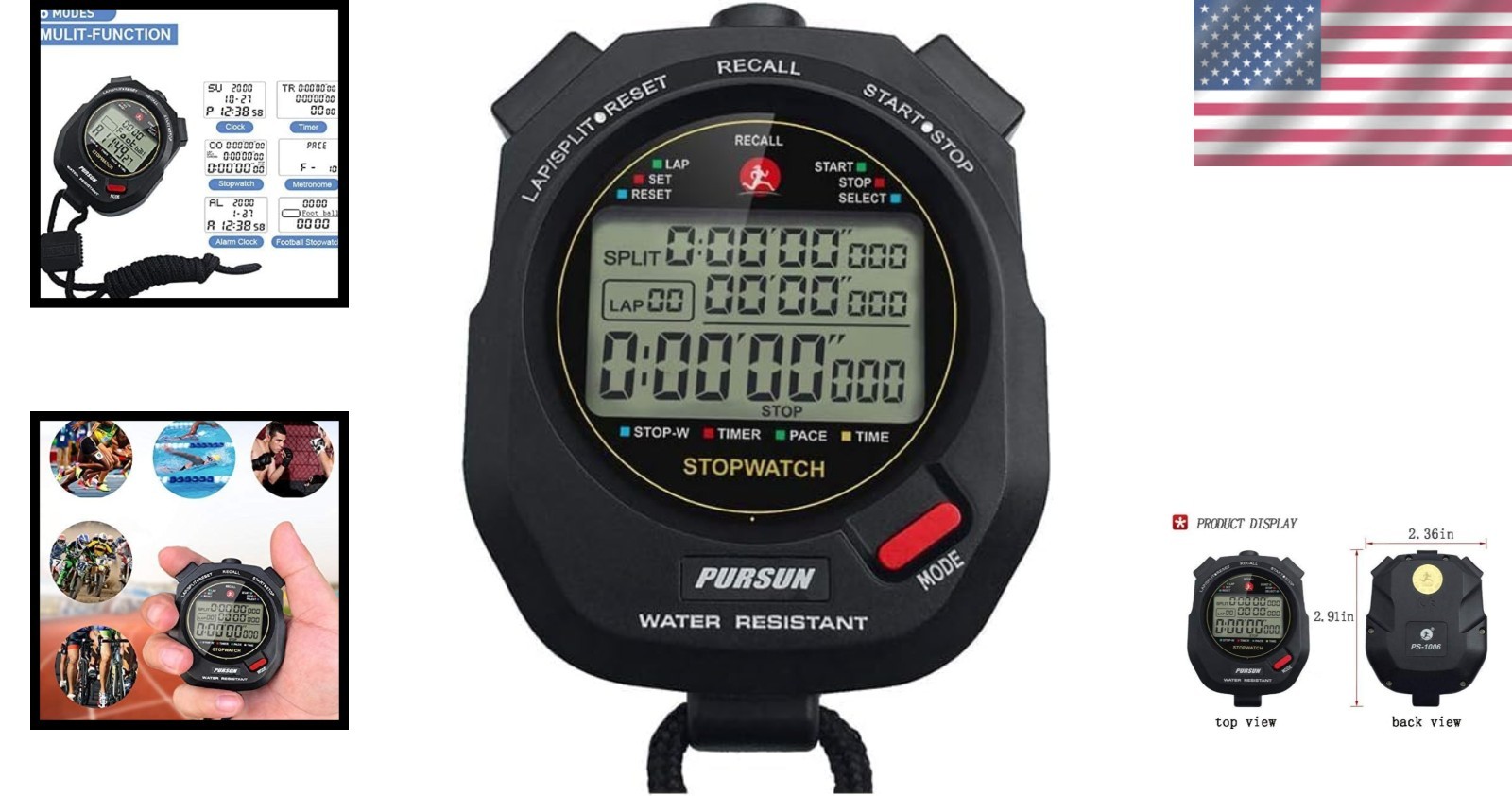 Compact Digital Timer Stopwatch: 0.001 Sec Accuracy & Metronome for Training