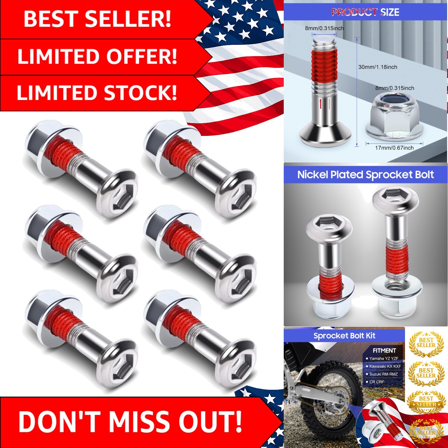 Durable 6-Piece Aluminum Sprocket Bolt Kit for Motorcycle Hub Saver Replacement