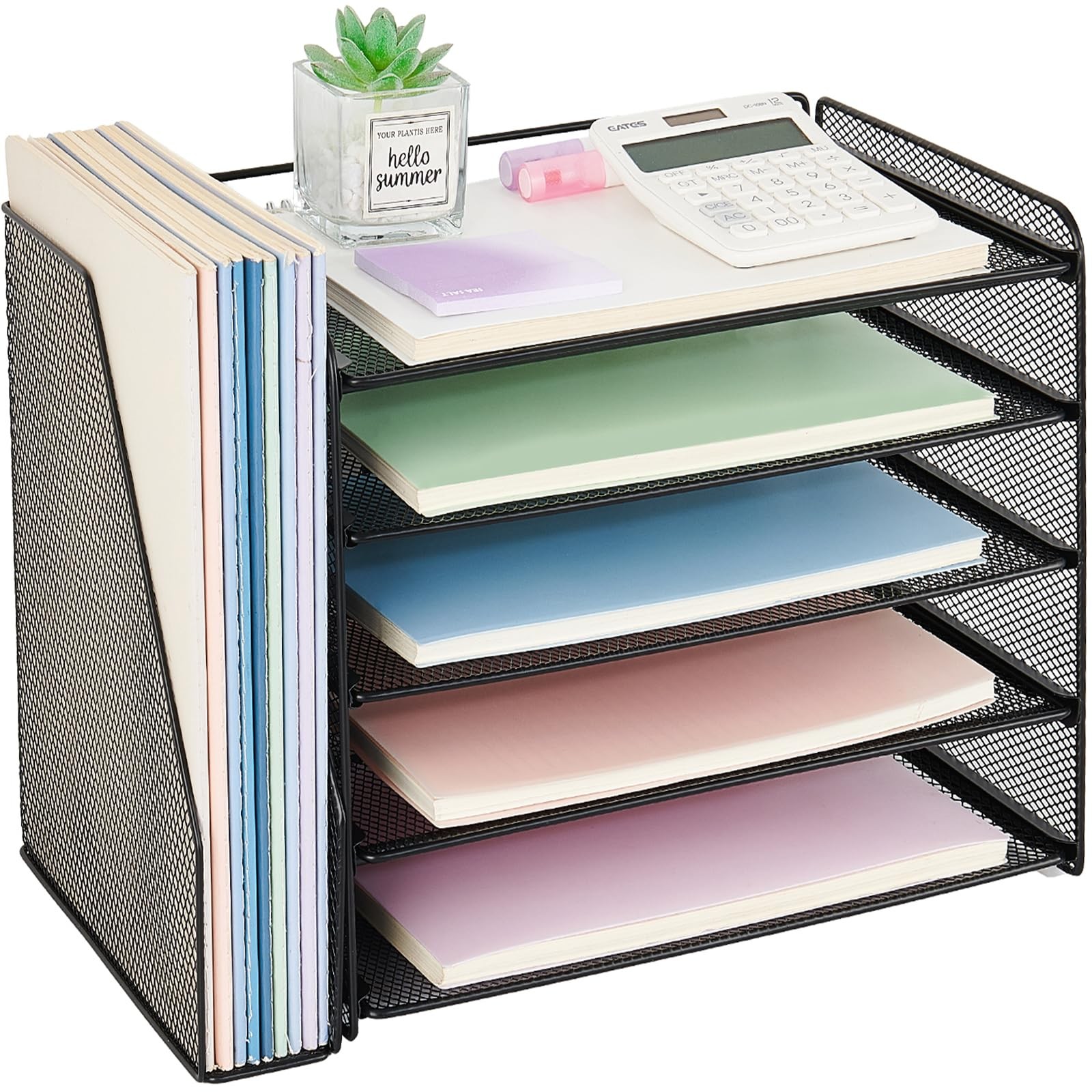 OPNICE Desk Organizers and Accessories, 5-Tier 15.5" x 9" x 10.3", Black