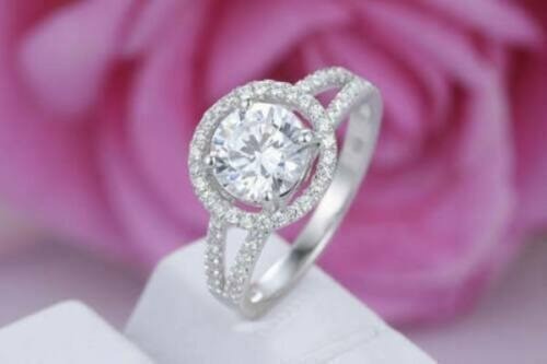 White Diamond 2.20 Ct Lab-Created Round Cut Wedding Ring 925 Sterling Silver
