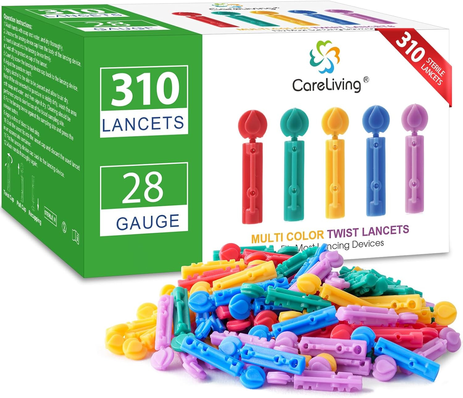 Lancets for Diabetes Testing - 28 Gauge Diabetic Lancets for Blood Testing and G