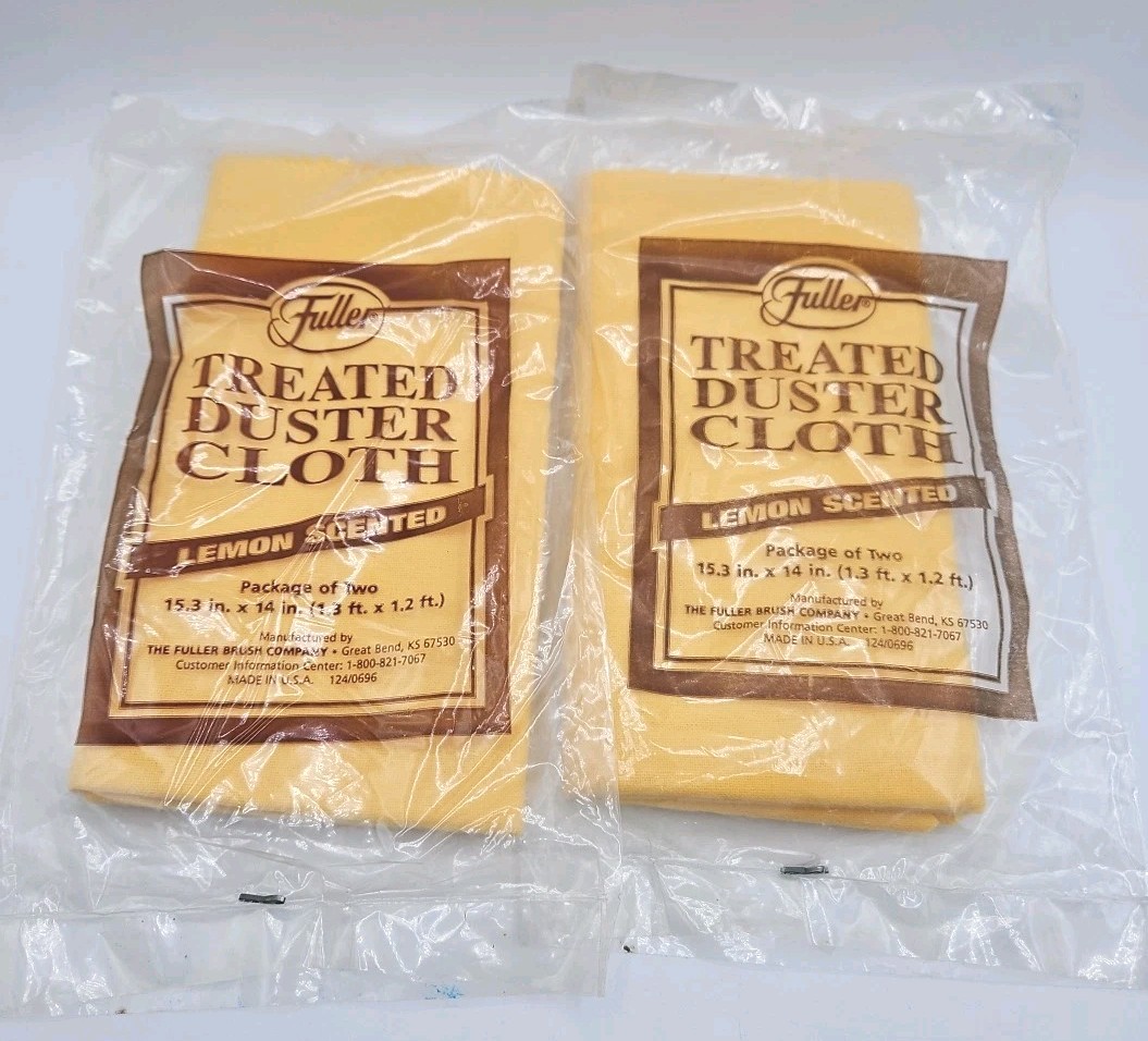 VTG NOS 2pk Fuller Brush Company Treated Duster Cloth Lemon Scented 15.3" x 14"