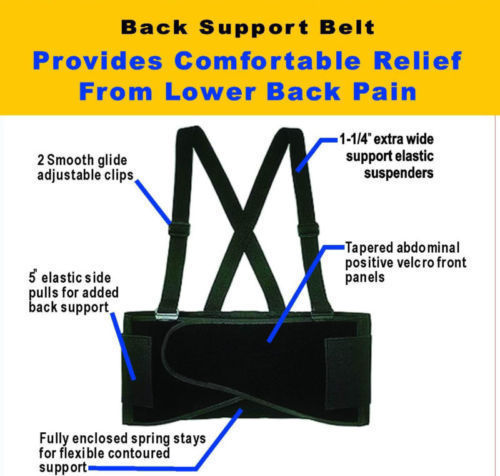 Weight Lift Lumbar Lower Back Waist Support Belt Brace Suspenders Work: S to 6XL