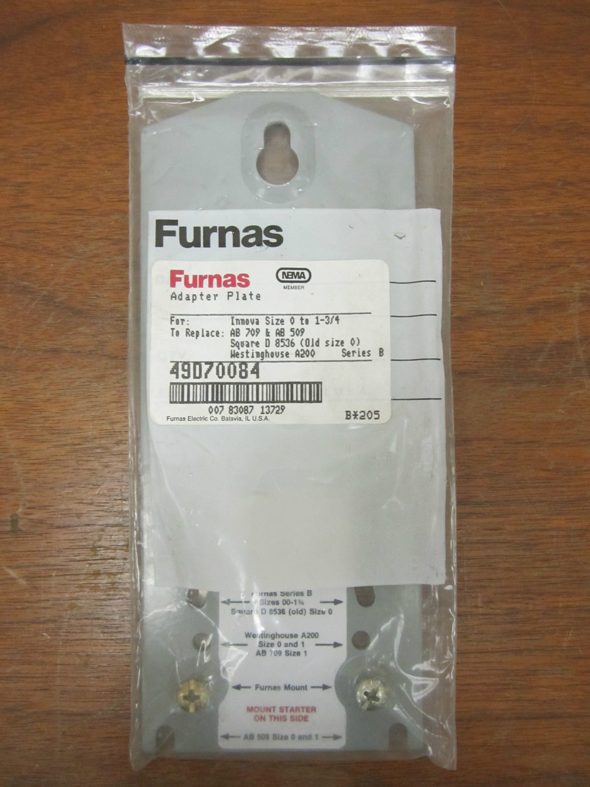 FURNAS ADAPTOR PLATE 49070084 NEW!!
