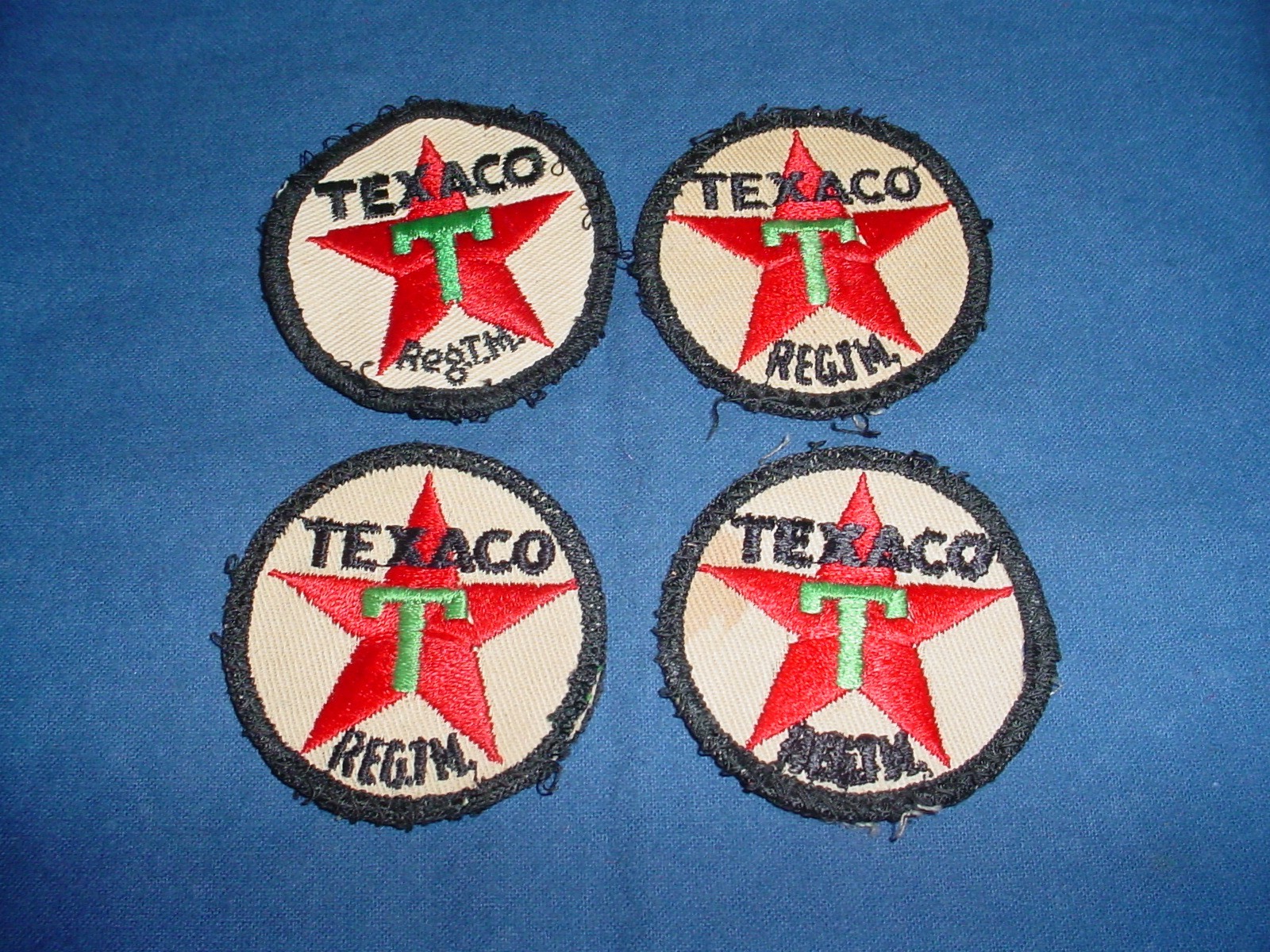 LOT OF 4 VINTAGE TEXACO SEW ON ONLY EMBROIODERED GAS STATION ATTENDANT PATCHES