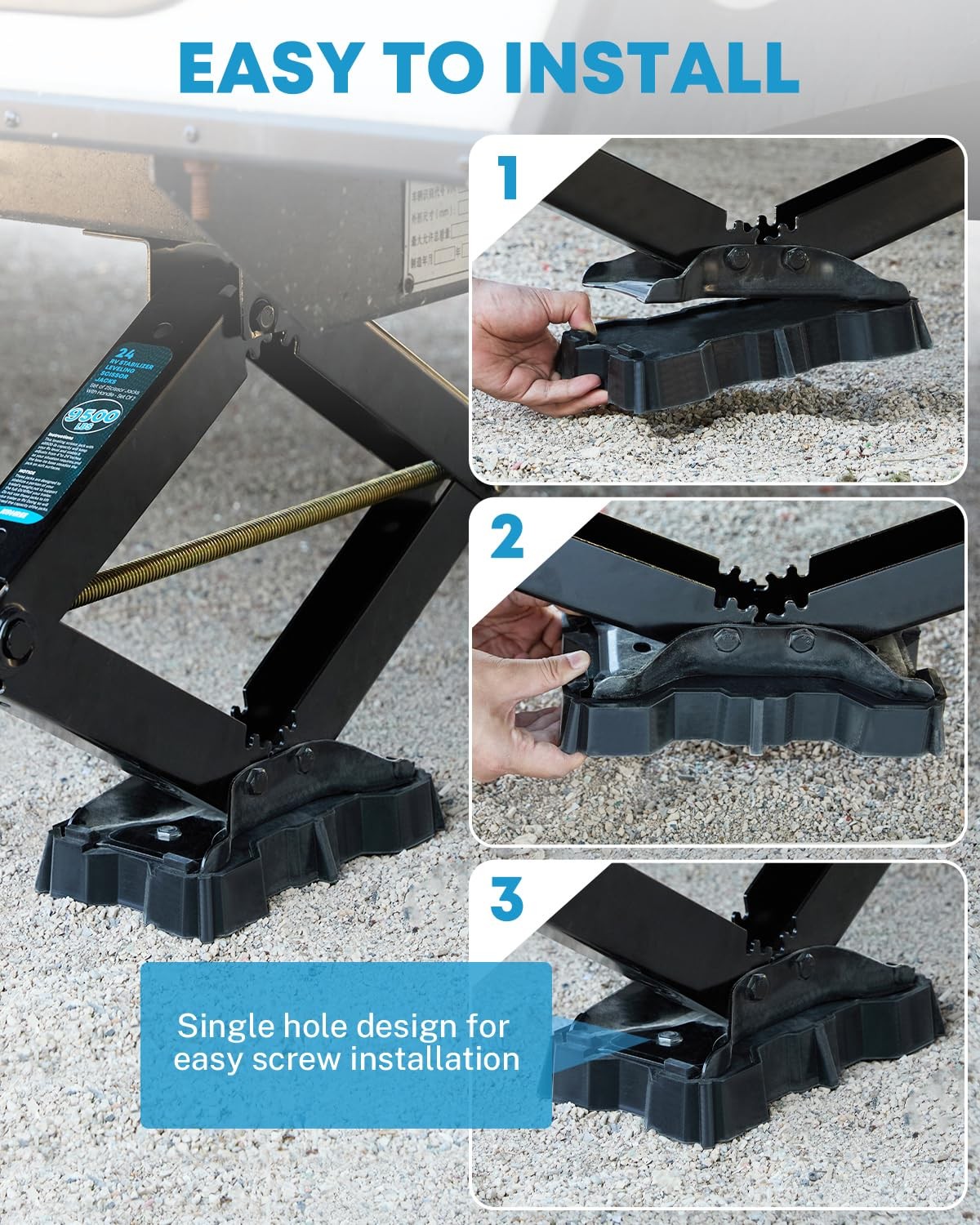 Kohree 4 Pack RV Stabilizer Jack Pads, Sturdy Leveling 4 Pack, Black