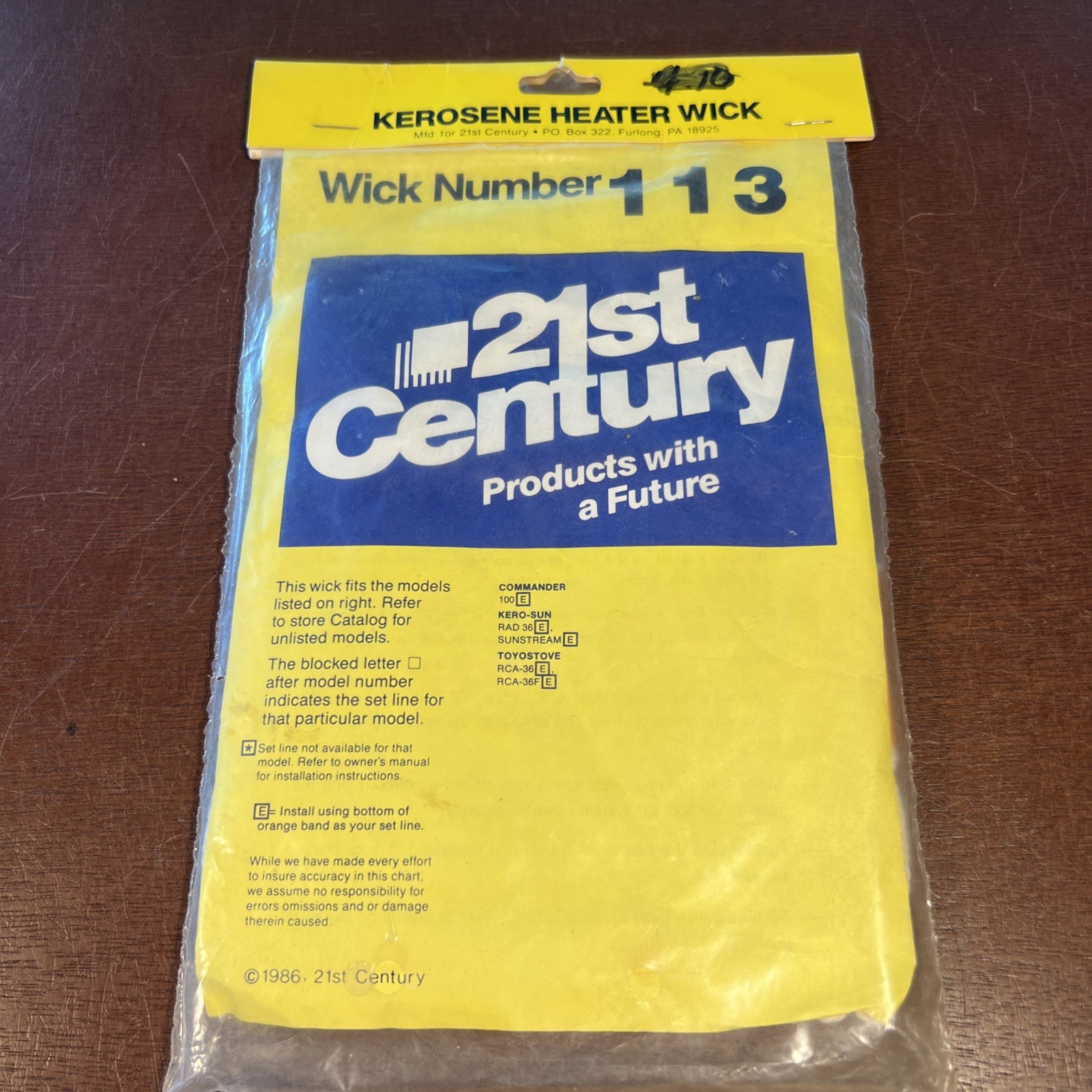 21st Century Wick Number 113 Fiberglass Kerosene Heater Wick New In Package 1986