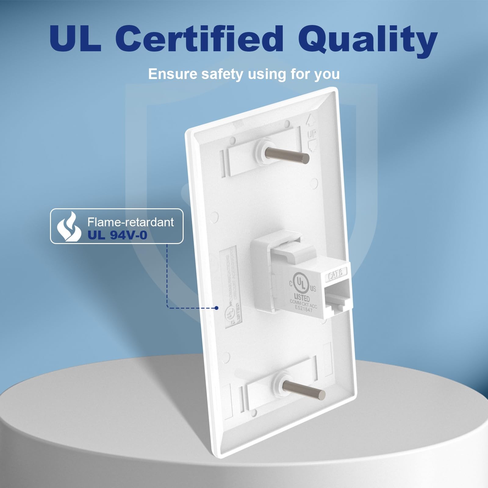 VCE CAT6 Ethernet Wall Plate (UL Listed) White 2-Pack 2 Pack,