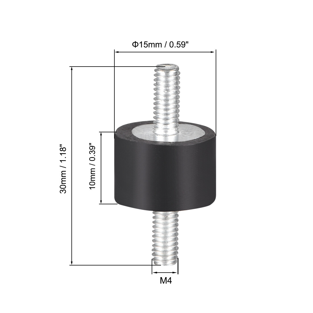 4pcs Rubber Vibration Isolator Mounts Shock Absorber Studs M4 x10mm