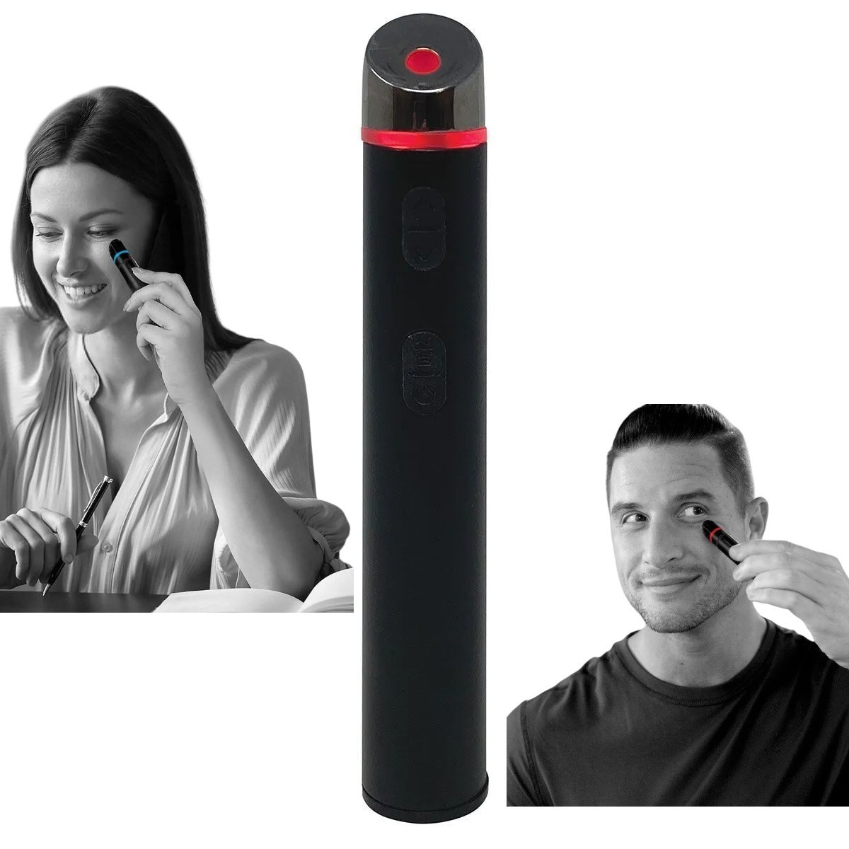 Black Wolf Depuffing Eye Wand w/ Hot & Cold Modes, Red Light & Vibration Massage