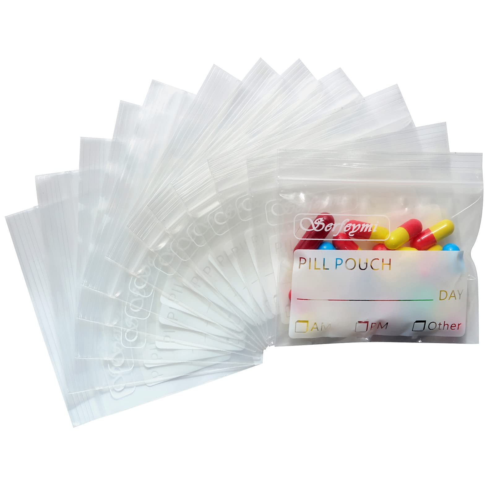 Serfeymi Pill Bags for Travel Pouch Organizer Pack of 540, Clear