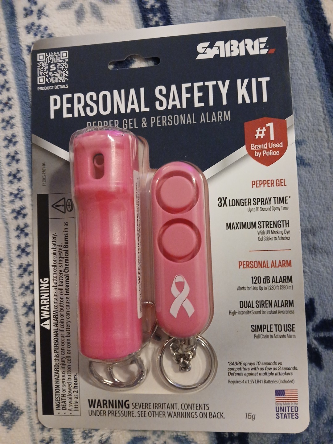 SABRE PINK PERSONAL SAFETY KIT ALARM PEPPER GEL NEW SEALED BREAST CANCER LOOK 👀