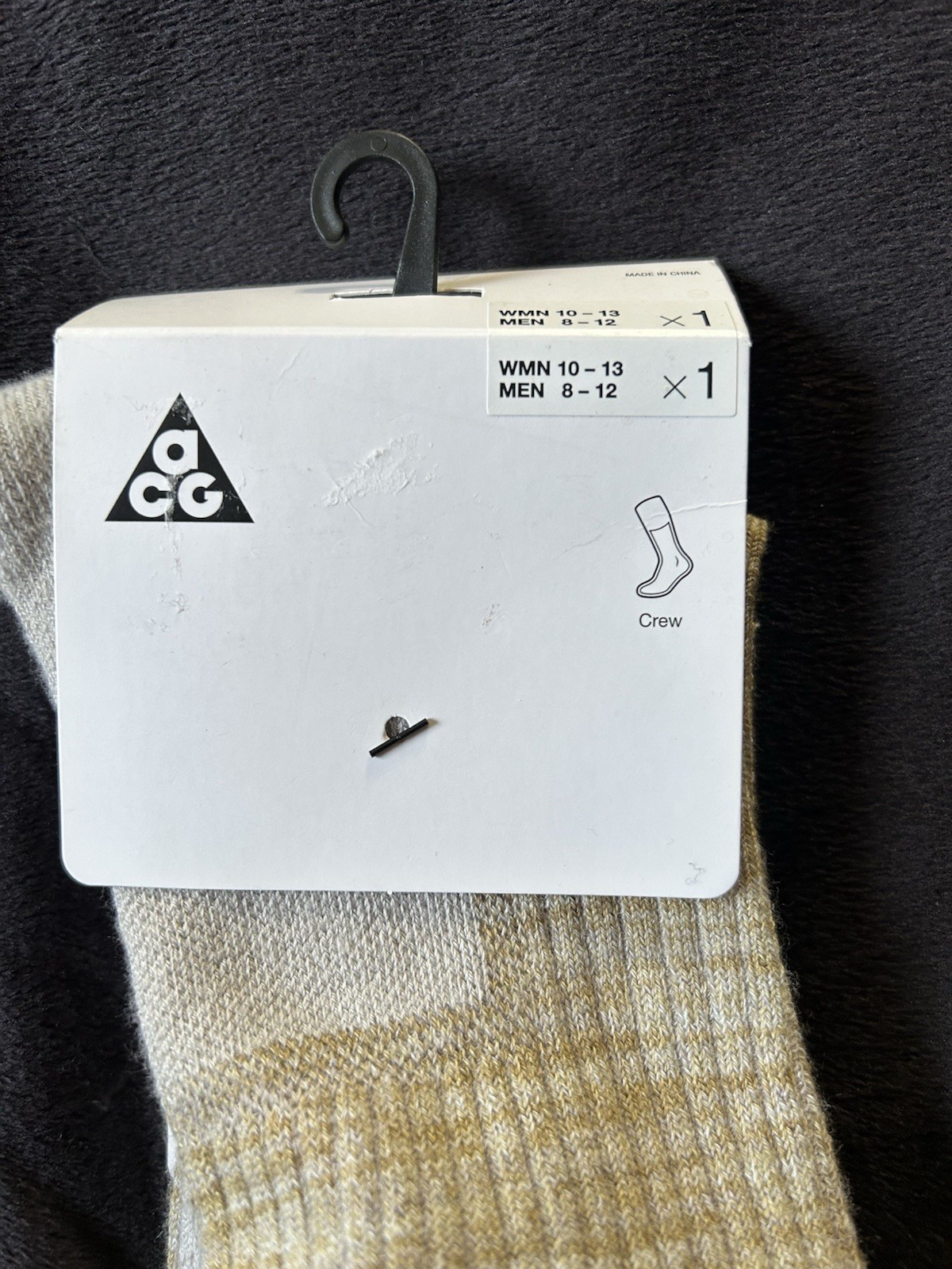 Nike Crew ACG Men's 8-12 Large FB3341-297 Socks-Tan (SC1)