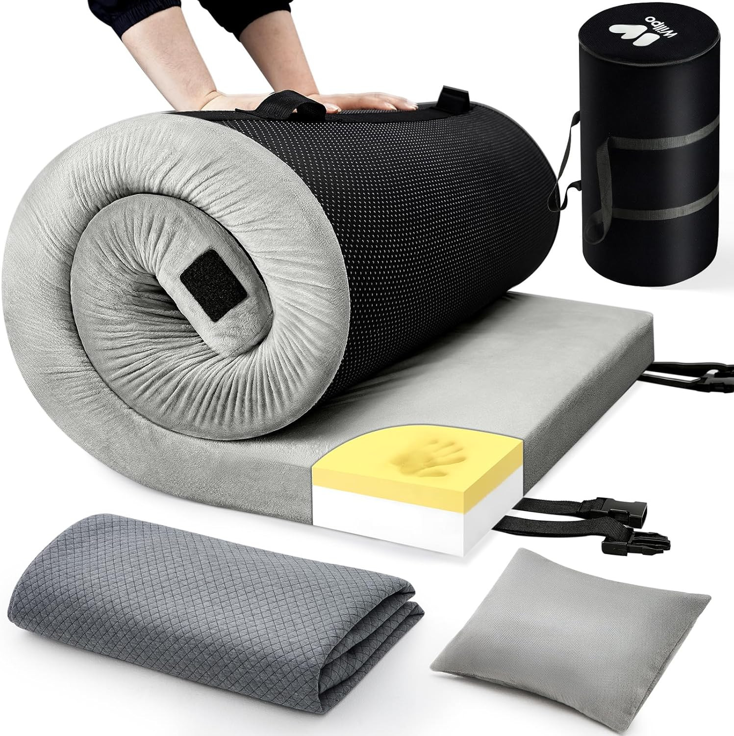 Certipur-Us Memory Foam Camping Mattress with Travel Bag & Interchangeable Cover