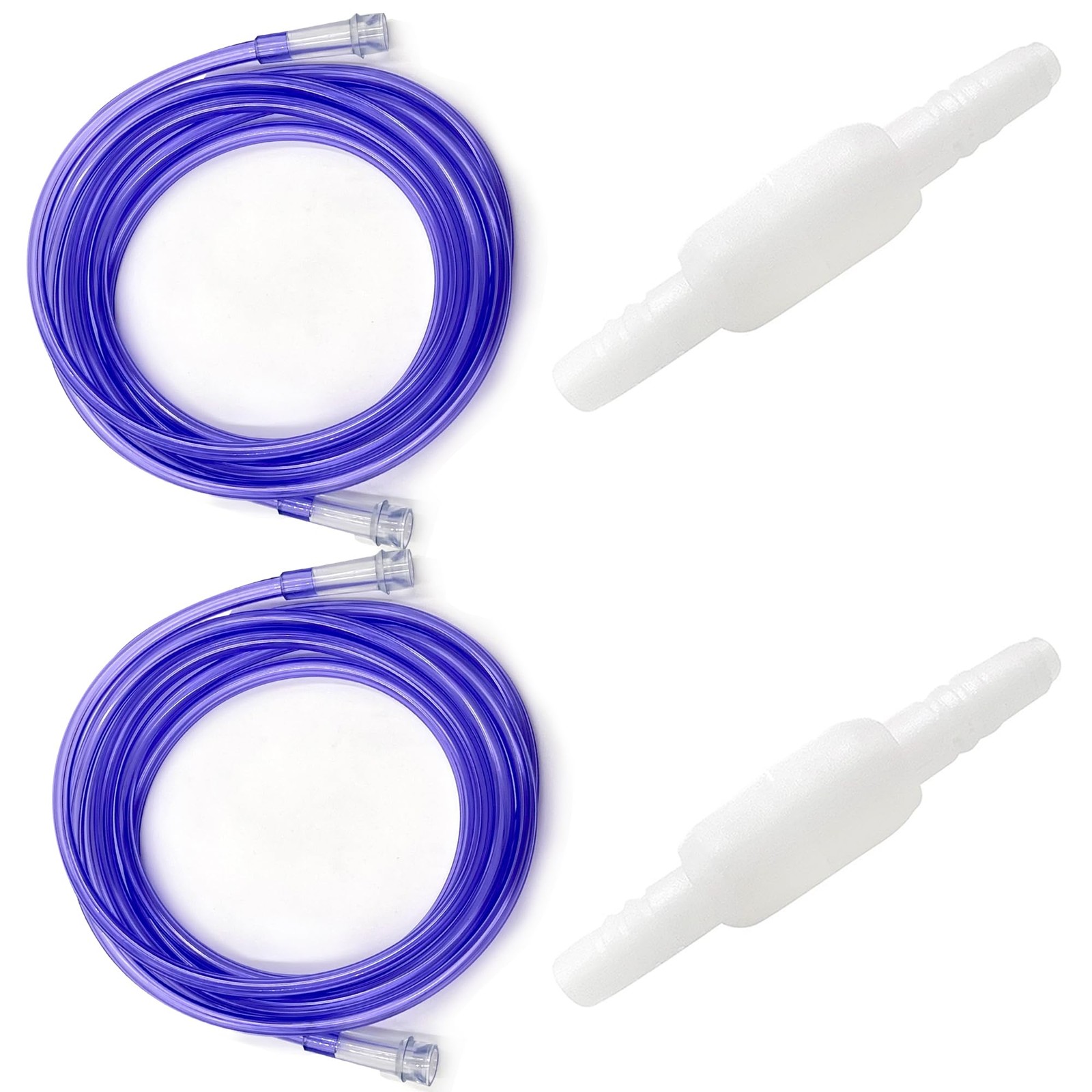 2Pk 25Ft Oxygen Supply Tubing - Swivel Connectors, Crush Resistant - 360 Degree