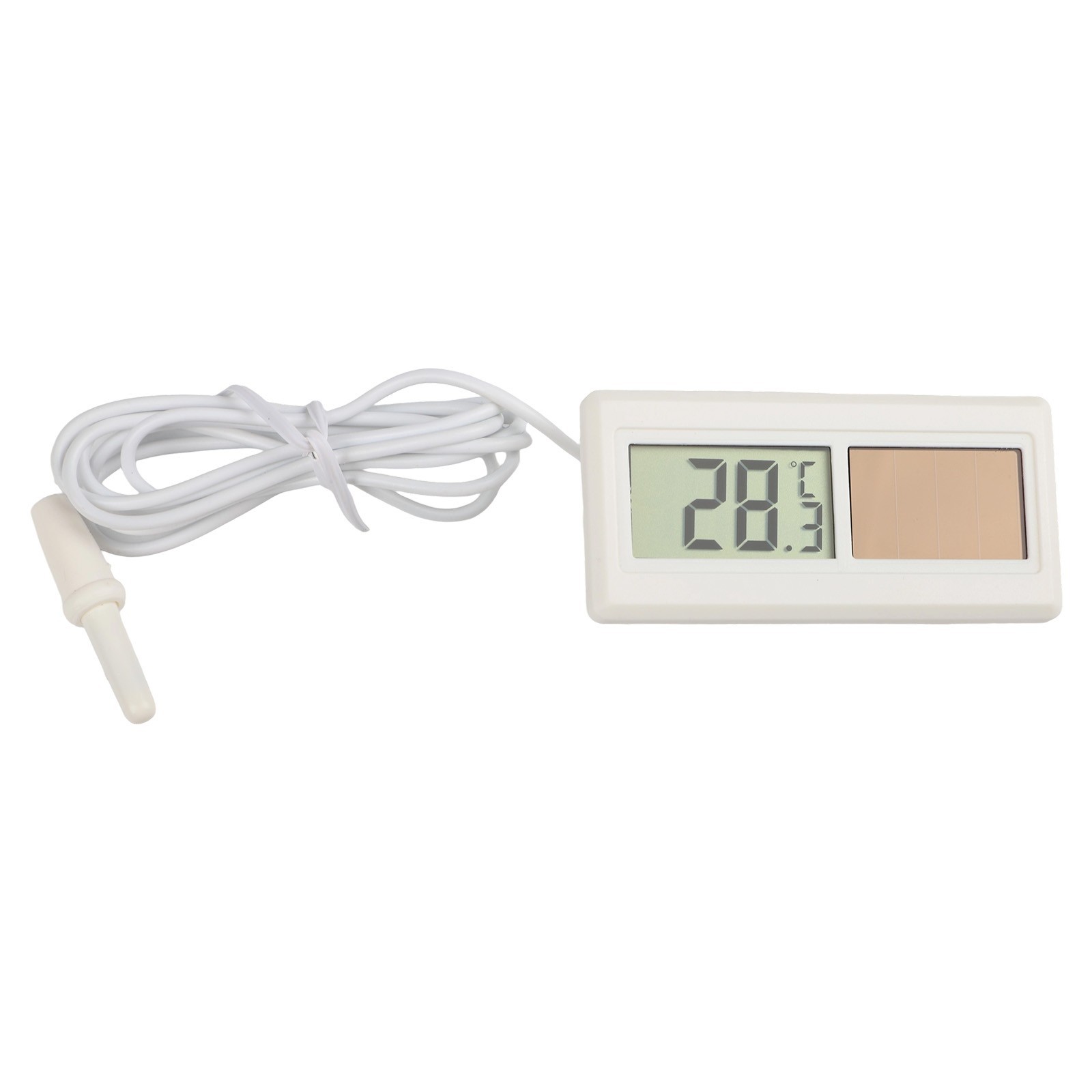 Portable Solar LCD Thermometer Sensor with Waterproof Design and Long Cable