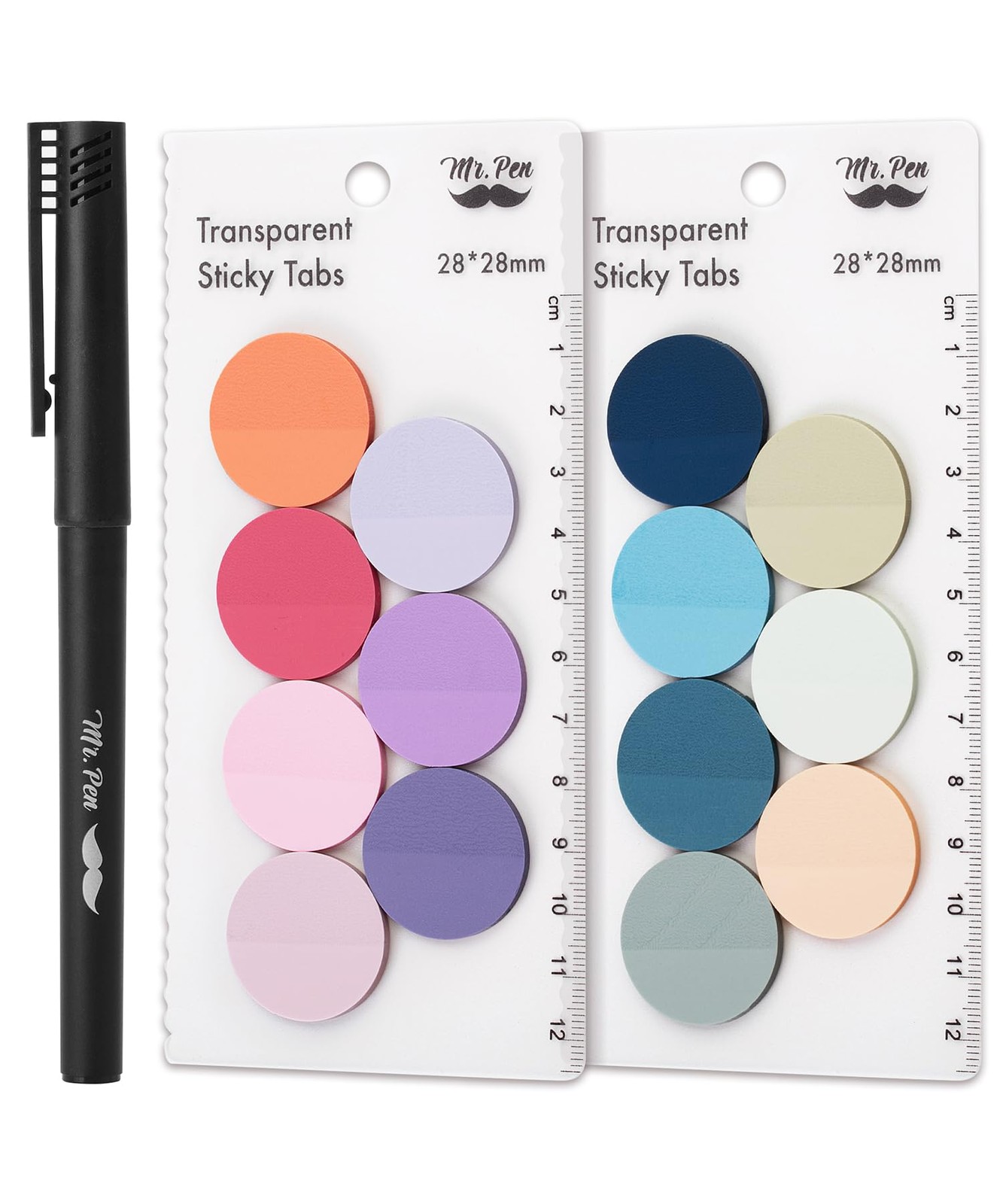 Mr. Pen- Round Transparent Sticky Notes, 1.1� Diameter, 14 Pads, 560 Sheets, Col