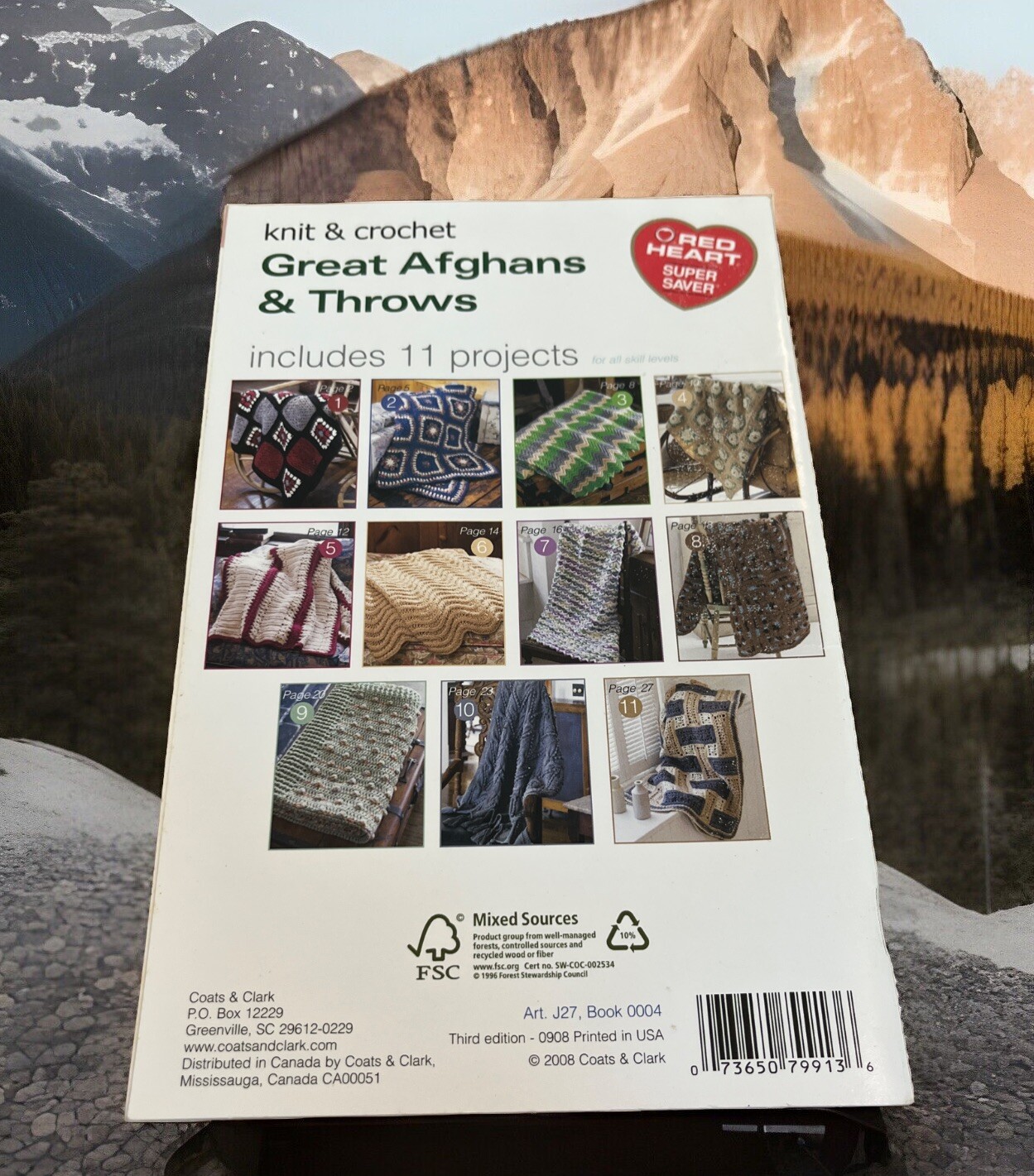 LB2 COATS & CLARK 2008, GREAT AFGHANS & THROWS KNIT & CROCHET PATTERN LEAFLET