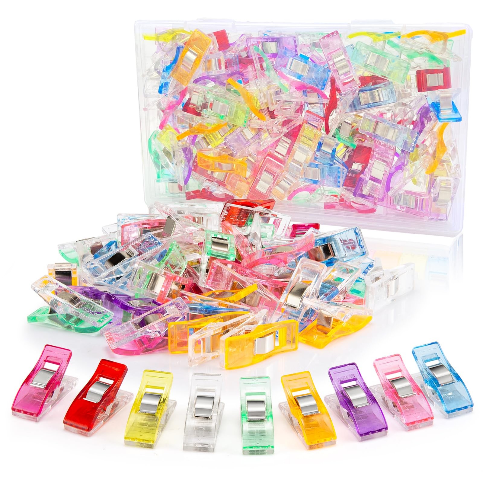 Sewing Clips, 100 Pcs with Plastic Box, 2.7 cm x 1 x 1.5 cm, 100pcs