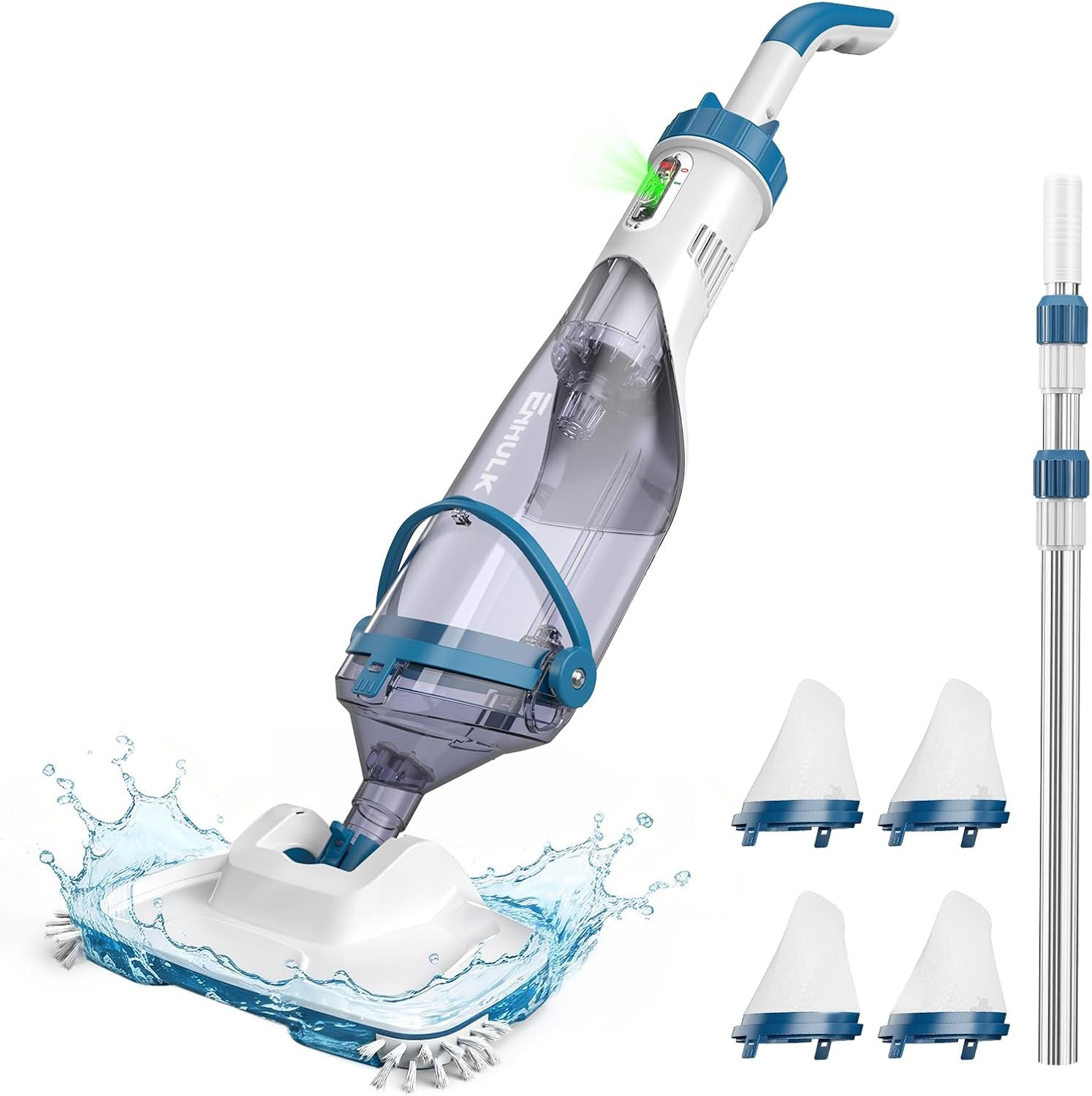 Pool Vacuum for above Ground Pool, Upgraded 13.4" Wide Head & Telescopic Pole, 1